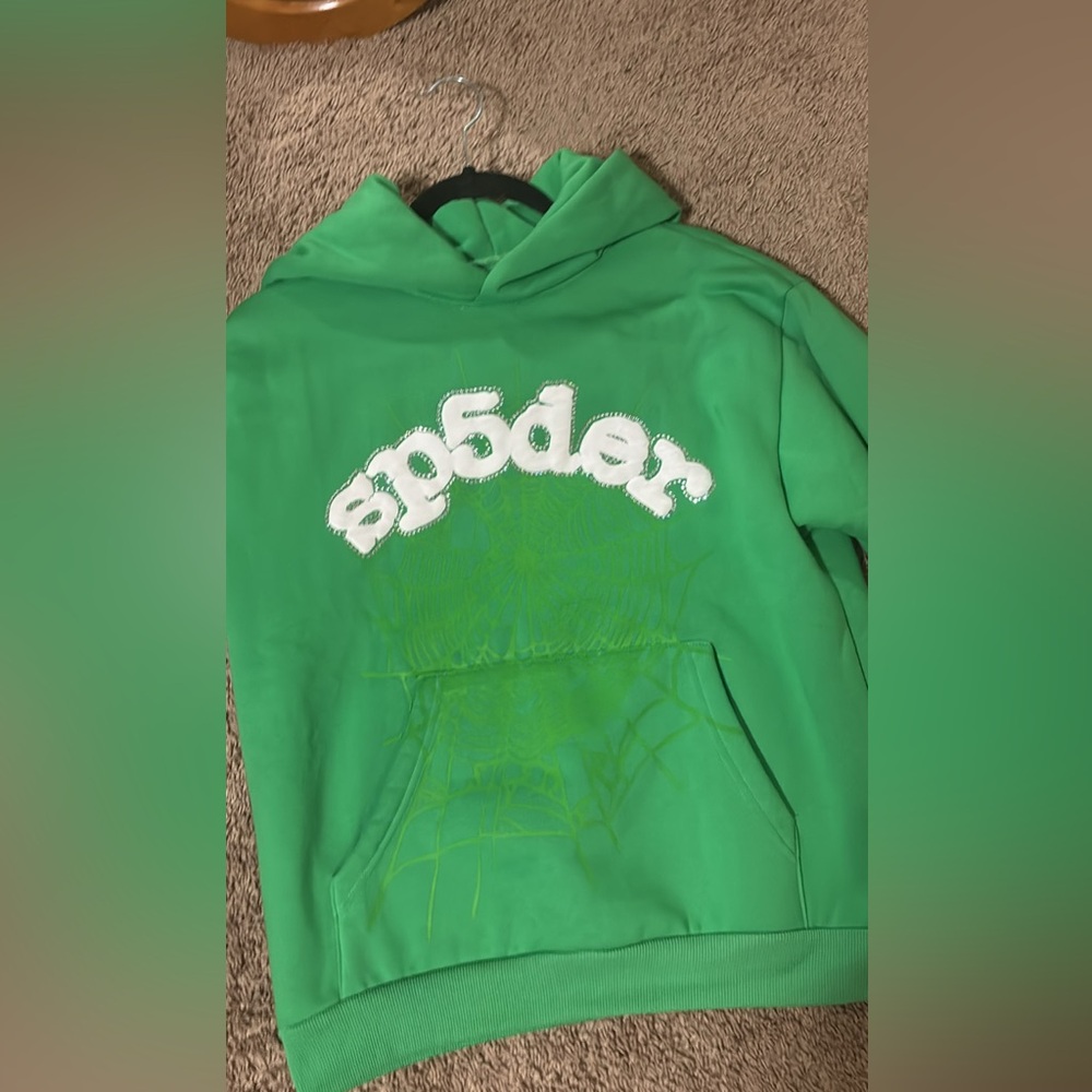 Green Sweatshirt with Bold Graphic Text and Soft Fleece Material